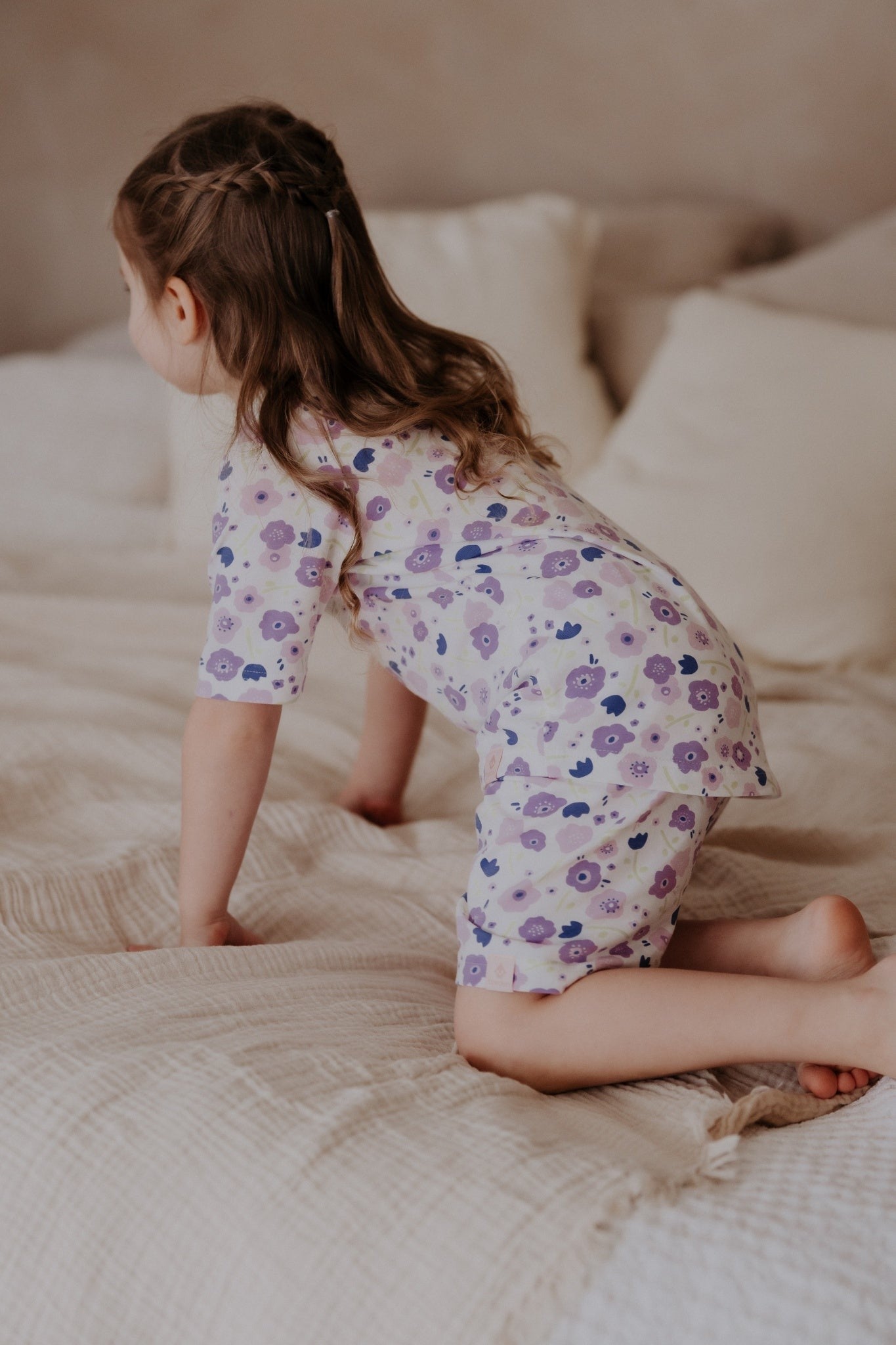 Short Pajamas For Kids BELA - Summer Flowers